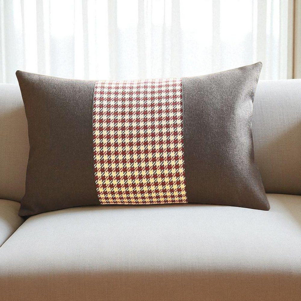 Red and Black Houndstooth Lumbar Throw Pillow