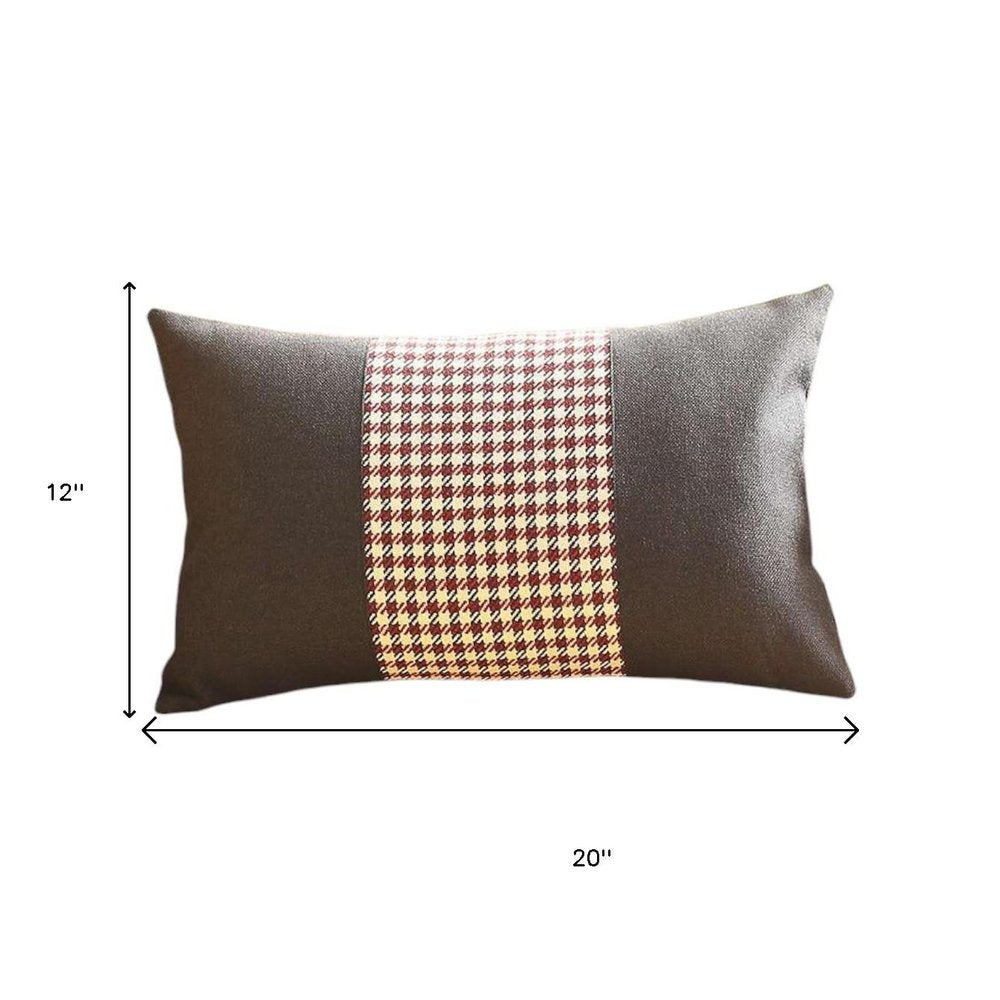 Red and Black Houndstooth Lumbar Throw Pillow