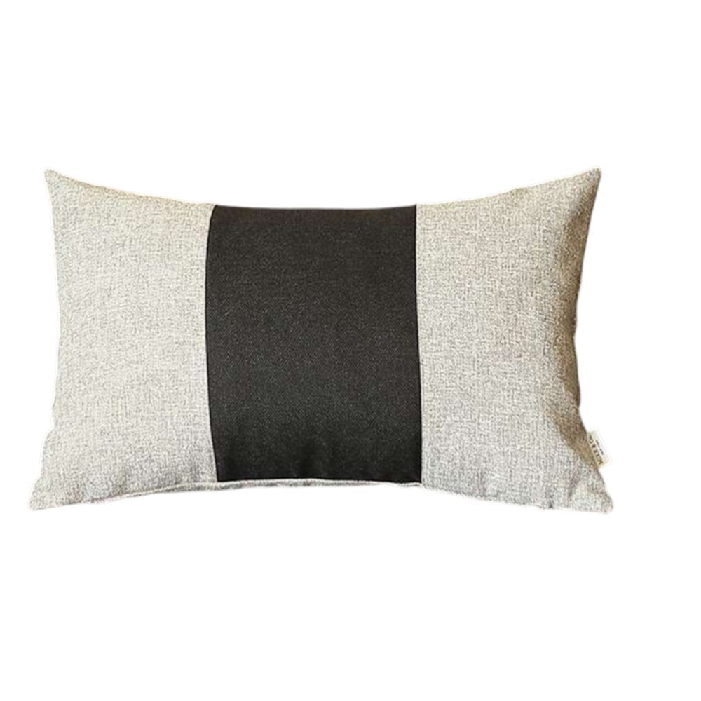 Gray and Black Midsection Lumbar Throw Pillow