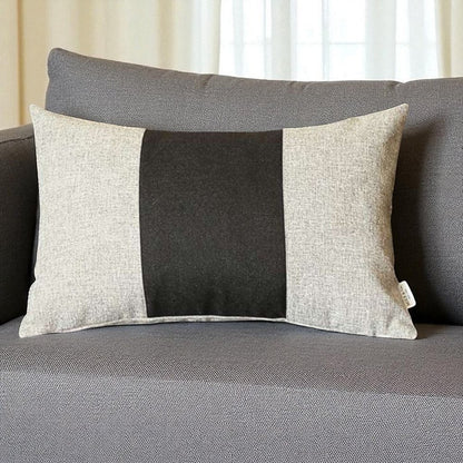 Gray and Black Midsection Lumbar Throw Pillow
