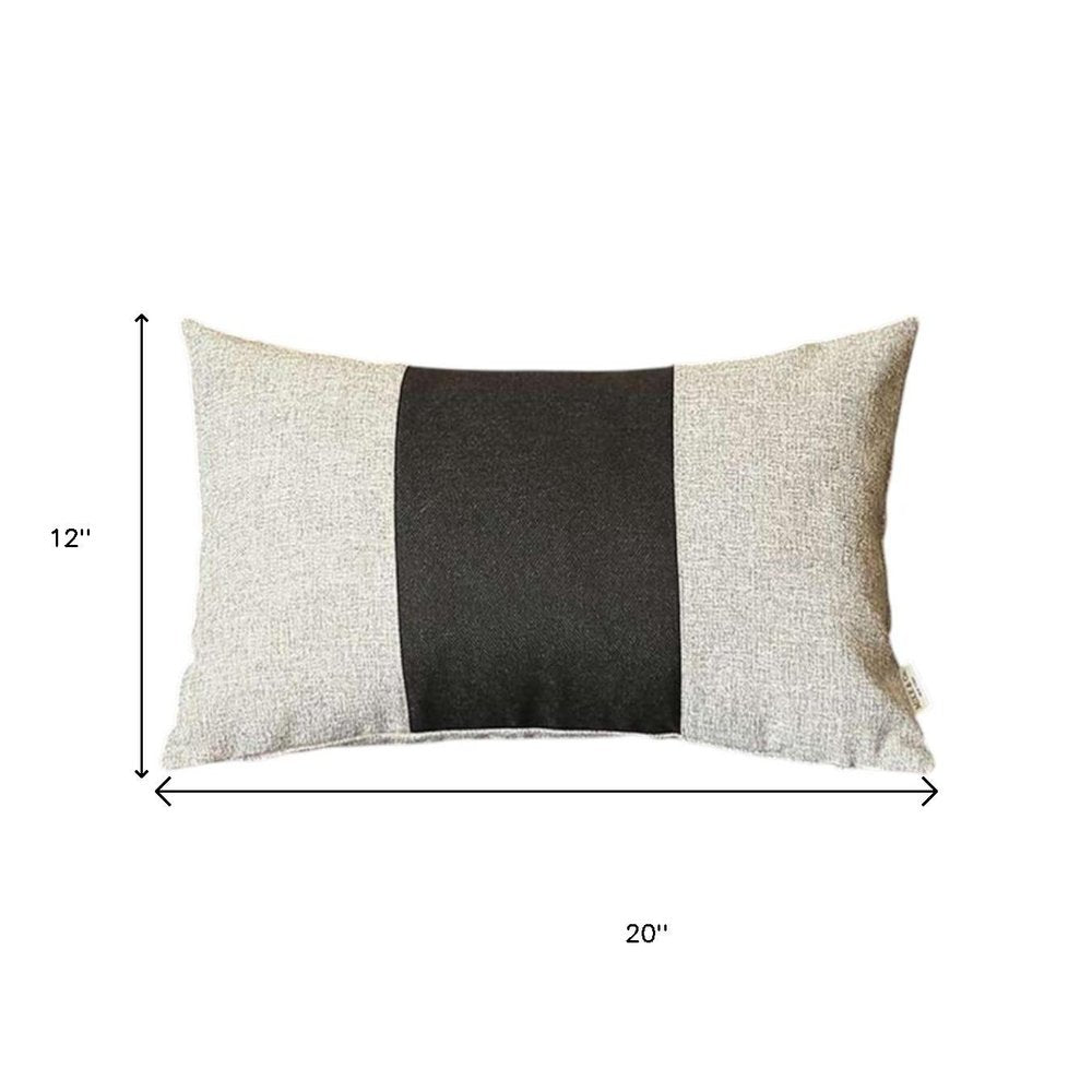 Gray and Black Midsection Lumbar Throw Pillow