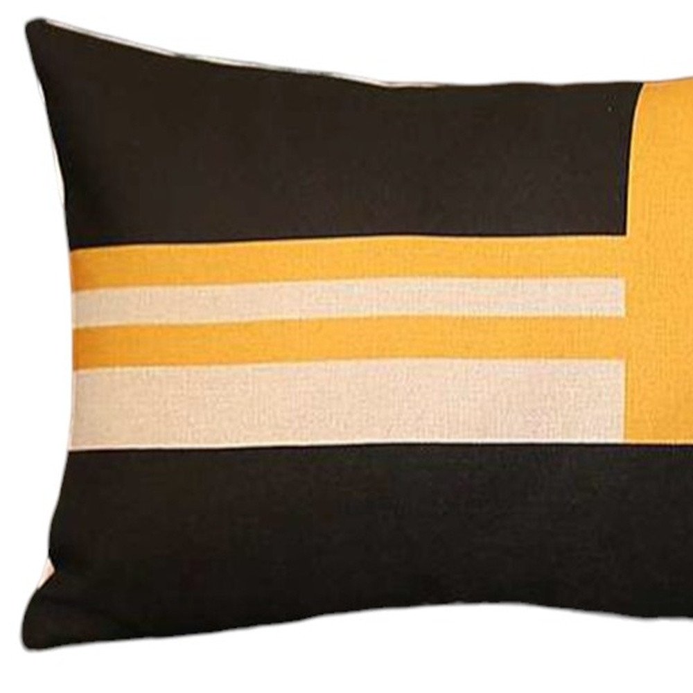 Yellow and Black Geometric Lumbar Throw Pillow
