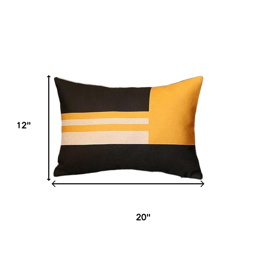Yellow and Black Geometric Lumbar Throw Pillow