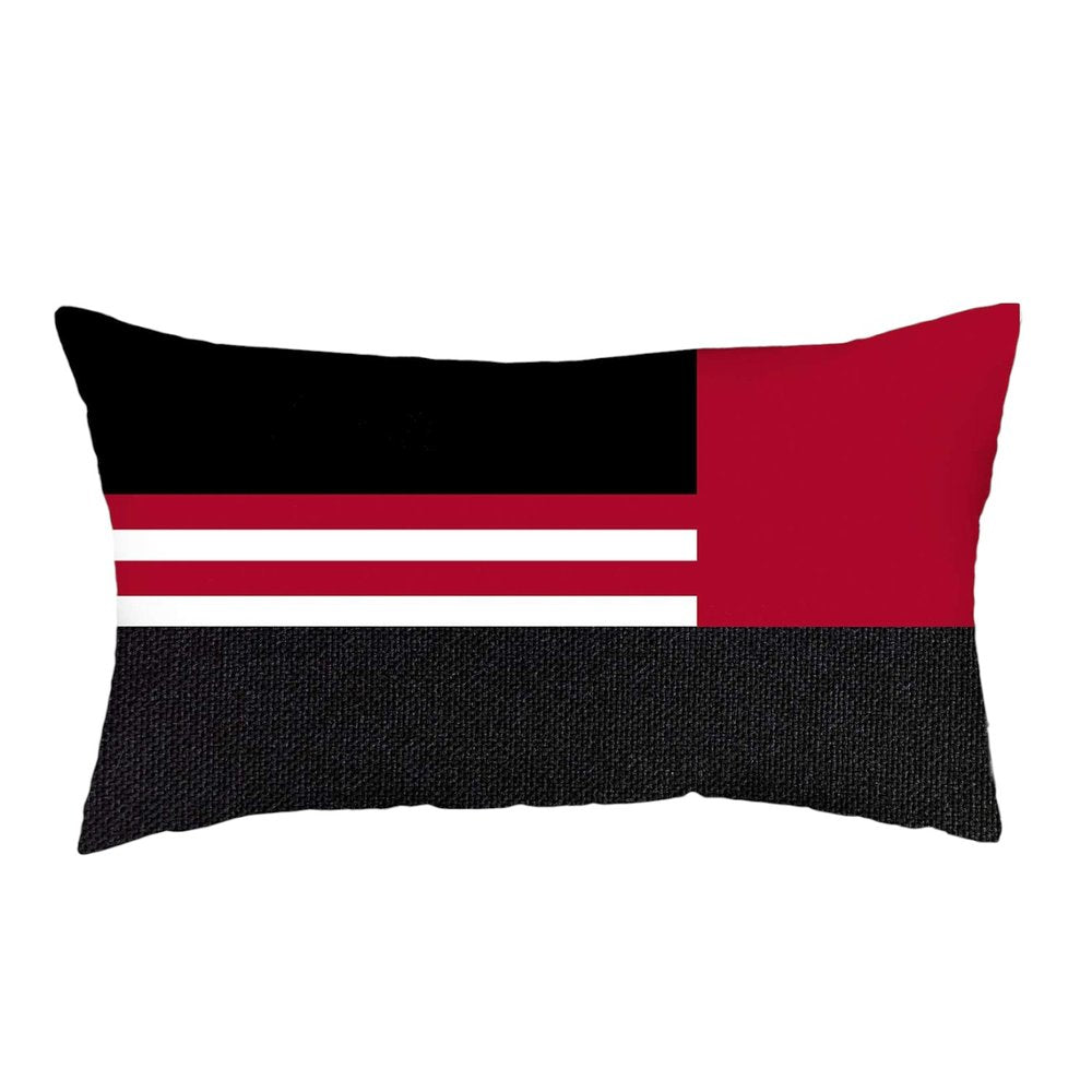 Red and Black Geometric Lumbar Throw Pillow