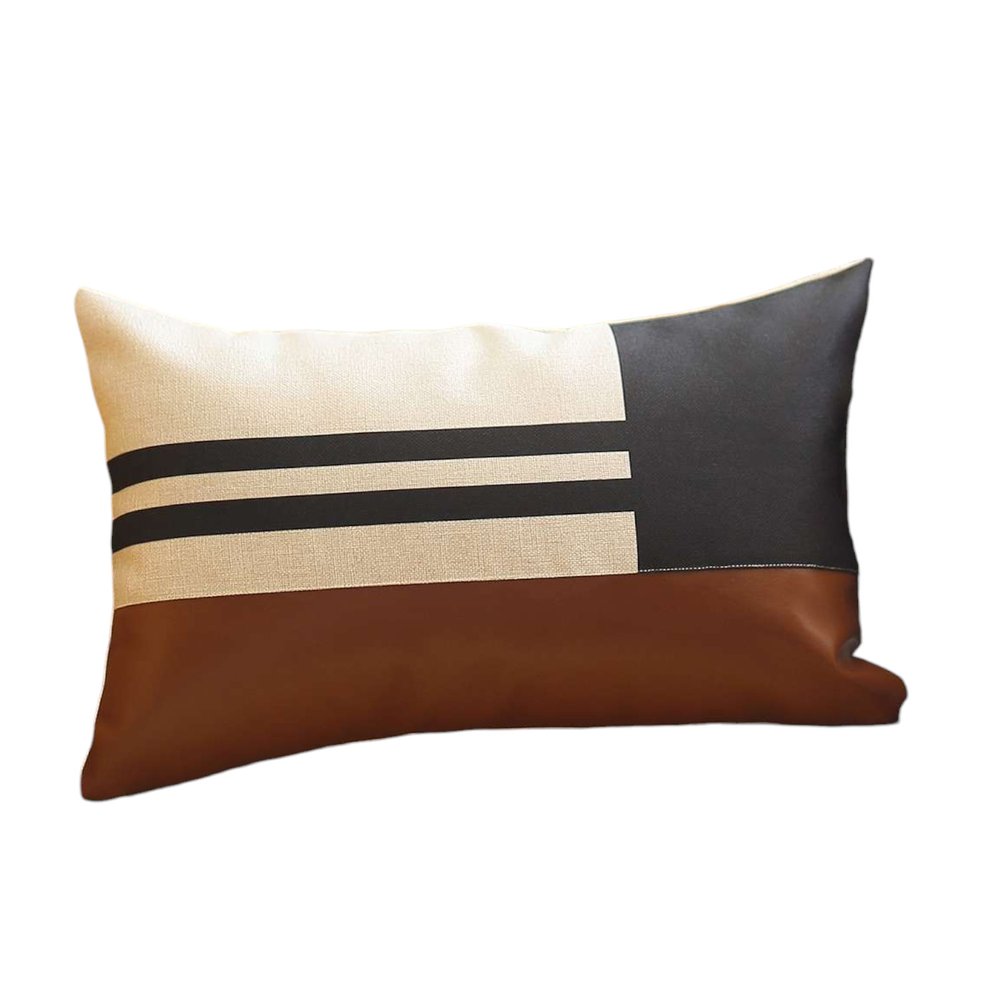 Brown and Black Geometric Lumbar Throw Pillow