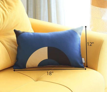 Blue Half Circle Modern Lumbar Throw Pillow