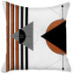 18" Gray Ivory And Orange Abstract Fabric Throw Pillow