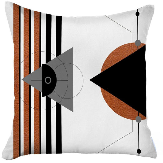 18" Gray Ivory And Orange Abstract Fabric Throw Pillow