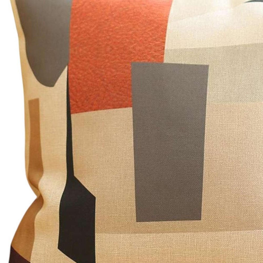 18" Ivory Gray And Orange Abstract Fabric Throw Pillow