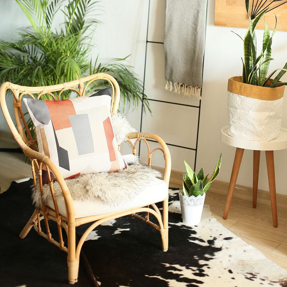 18" Ivory Gray And Orange Abstract Fabric Throw Pillow