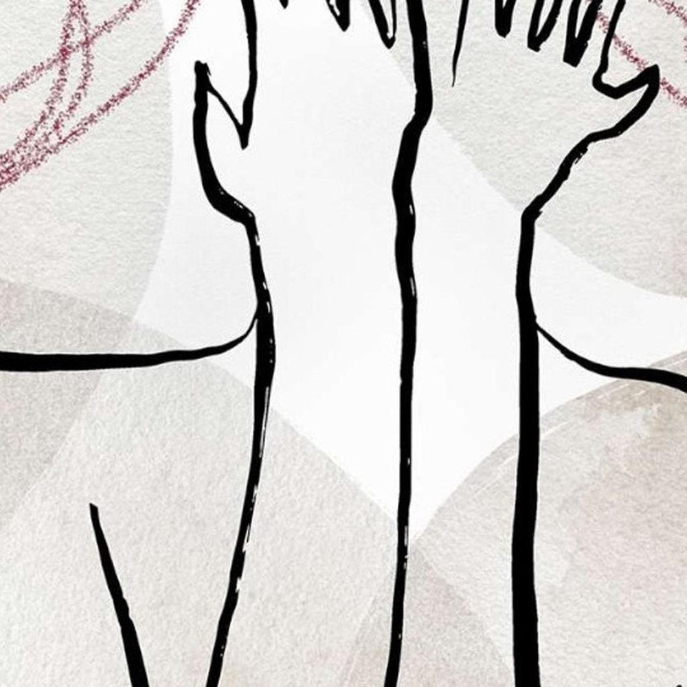 18" White And Black Abstract Hiding Face Fabric Throw Pillow