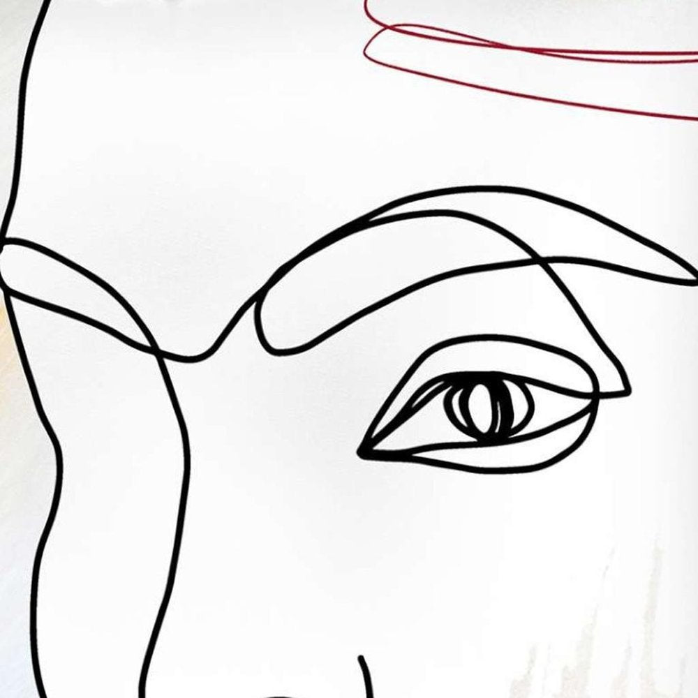 18" Ivory Black And Red Abstract Face Fabric Throw Pillow