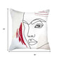 18" Ivory Black And Red Abstract Face Fabric Throw Pillow