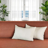 Set of Two 12" X 20" White Fabric Lumbar Throw Pillows