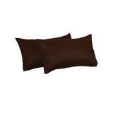Set of Two 12" X 20" Brown Fabric Lumbar Throw Pillows
