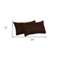 Set of Two 12" X 20" Brown Fabric Lumbar Throw Pillows