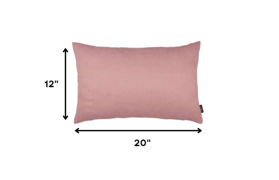 Set of Two 12" X 20" Pink Fabric Lumbar Throw Pillows