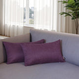 Set of Two 12" X 20" Purple Fabric Lumbar Throw Pillows