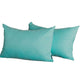 Set of Two 12" X 20" Turquoise Fabric Lumbar Throw Pillows