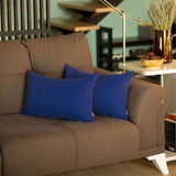 Set of Two 12" X 20" Blue Fabric Lumbar Throw Pillows