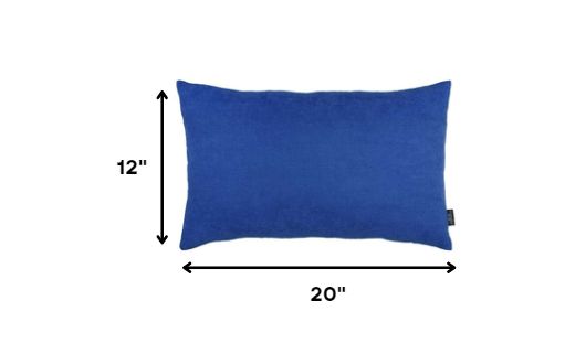 Set of Two 12" X 20" Blue Fabric Lumbar Throw Pillows