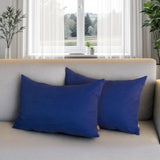 Set of Two 12" X 20" Blue Fabric Lumbar Throw Pillows