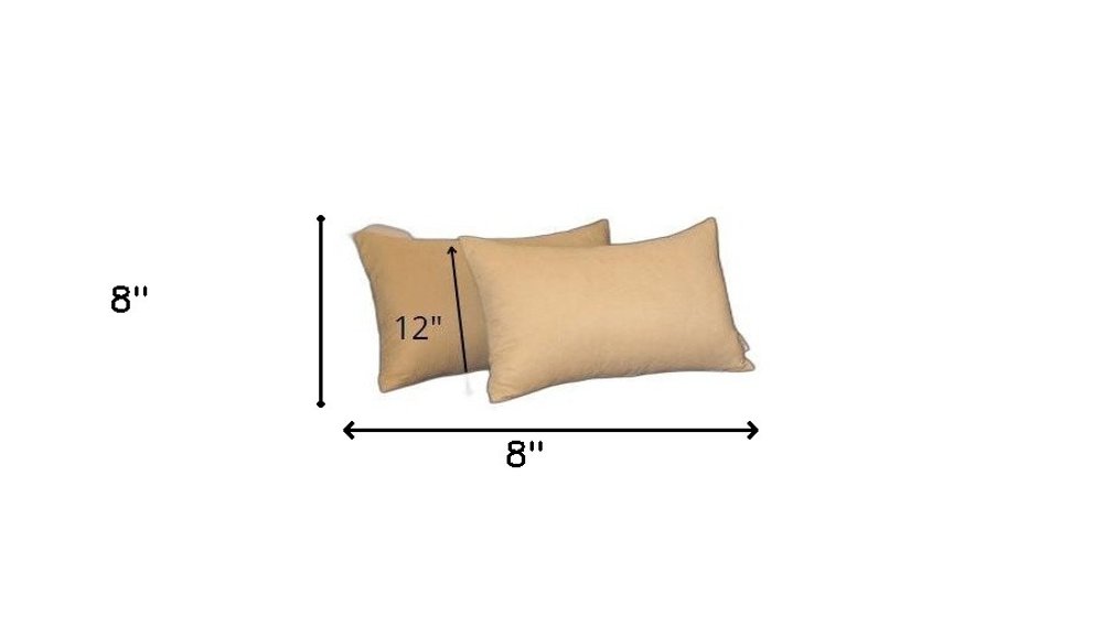 Set of Two 12" X 20" Tan Fabric Lumbar Throw Pillows