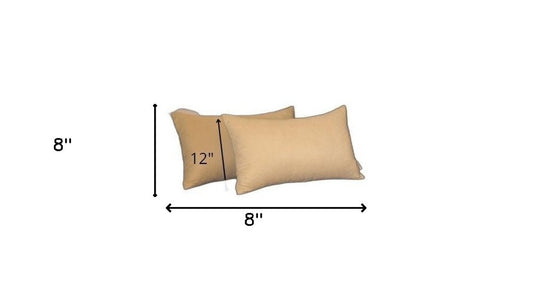 Set of Two 12" X 20" Tan Fabric Lumbar Throw Pillows