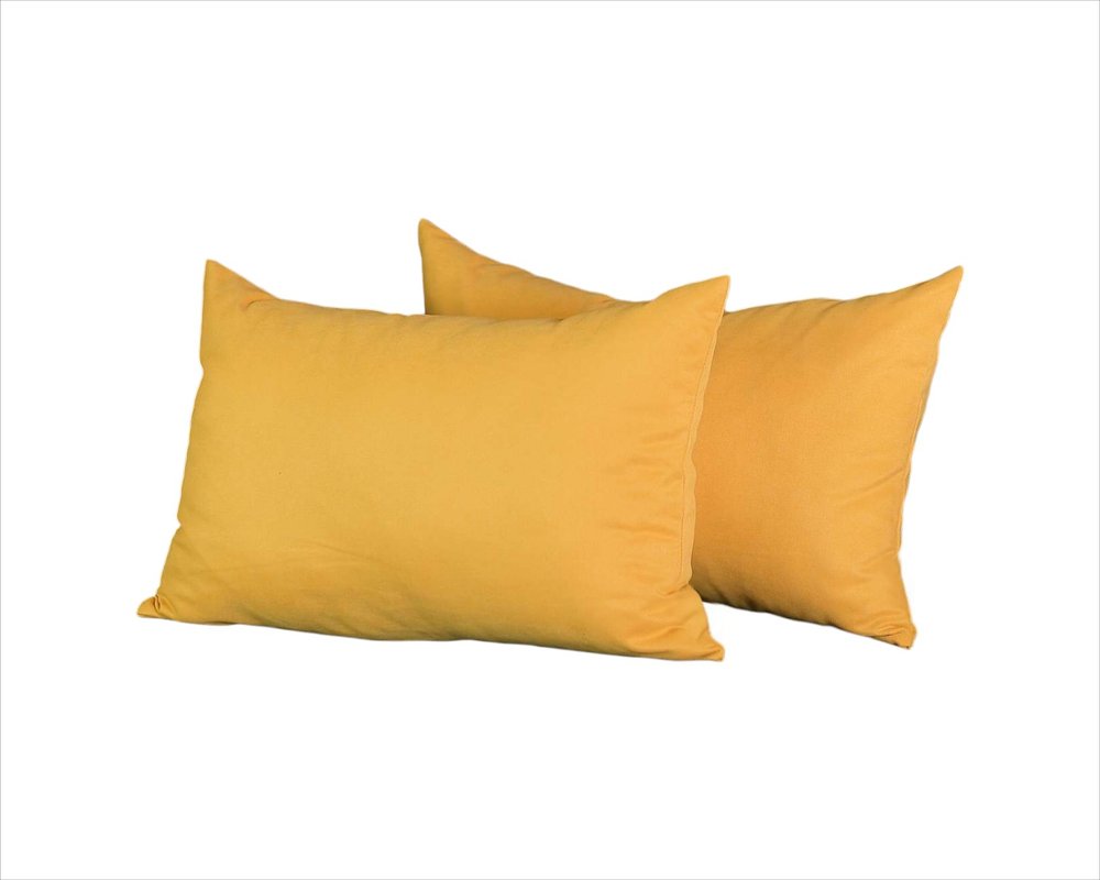 Set of 2 Yellow Modern Lumbar Throw Pillows