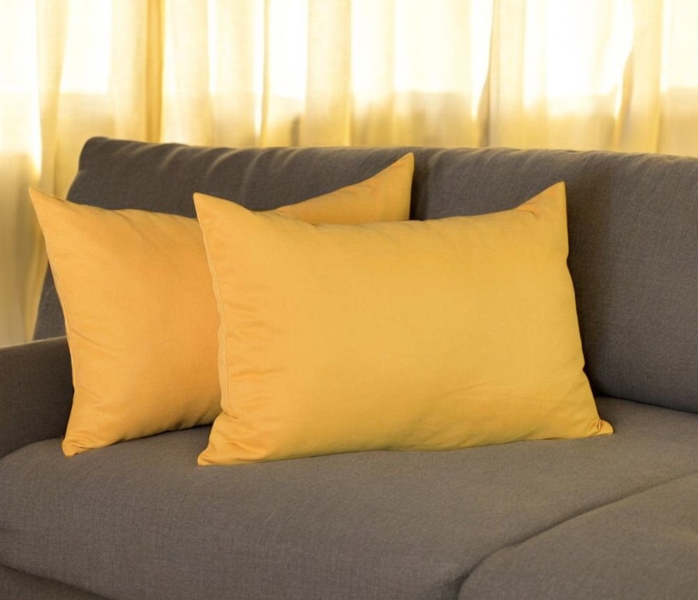 Set of 2 Yellow Modern Lumbar Throw Pillows