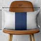 White Base and Navy Center Lumbar Throw Pillow