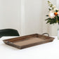 19" Brown Wood Handmade Serving Tray With Handles