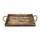 20" Brown Distressed Wood Handmade Serving Tray With Rope Handles