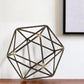 6" Brown and Gold Metal Hand Painted Geometric Orb Tabletop Sculpture