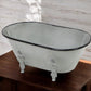 5" Gray Polyresin Hand Painted Decorative Tub Tabletop Sculpture