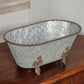 5" Gray Metal Hand Painted Decorative Tub Tabletop Sculpture