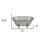 5" Gray Metal Hand Painted Decorative Tub Tabletop Sculpture