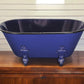 5" Blue Metal Hand Painted Decorative Tub Tabletop Sculpture