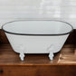 5" White Metal Hand Painted Decorative Tub Tabletop Sculpture