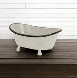 3" Gray Cast Iron Hand Painted Decorative Tub Tabletop Sculpture