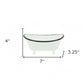 3" White Fabric Hand Painted Decorative Tub Tabletop Sculpture