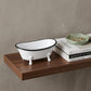 3" White Fabric Hand Painted Decorative Tub Tabletop Sculpture