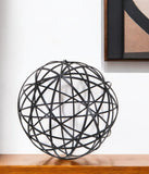 8" Black Solid Wood Hand Painted Tabletop Sculpture