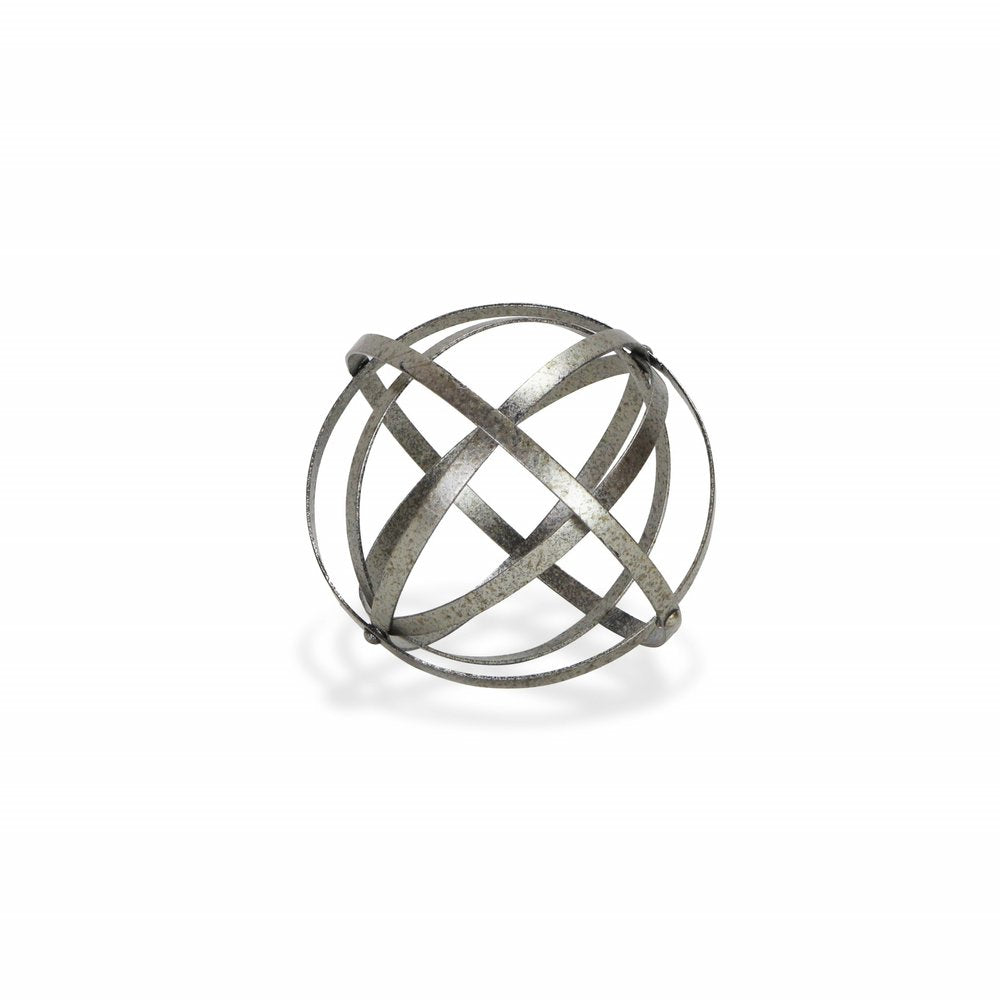 8" Speckled Gray Metal Orb Decorative Tabletop Sculpture