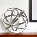 8" Speckled Gray Metal Orb Decorative Tabletop Sculpture