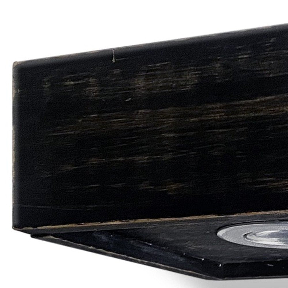 7" Black Wood Wall Mounted Floating Shelf With LED Light