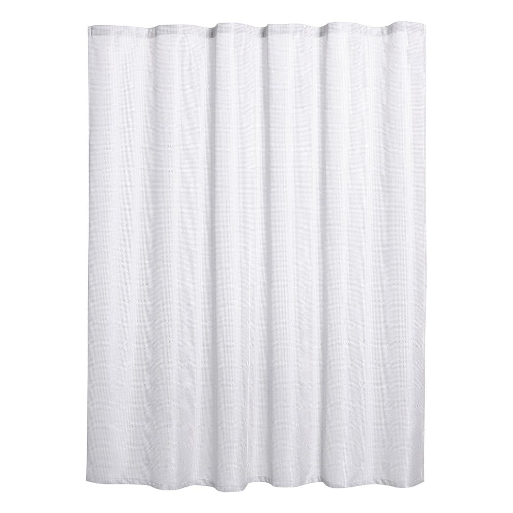 Luxurious White Waffle Weave Shower Curtain