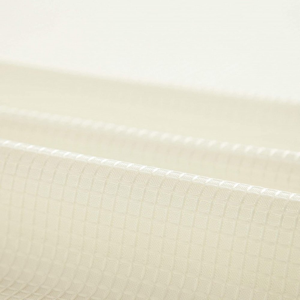 Ivory Sheer and Grid Shower Curtain and Liner Set