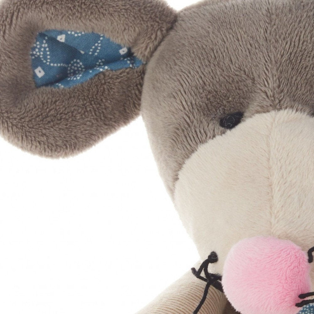 17" X 7" Gray And White Rat Fabric Throw Pillow