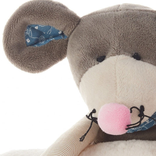 17" X 7" Gray And White Rat Fabric Throw Pillow